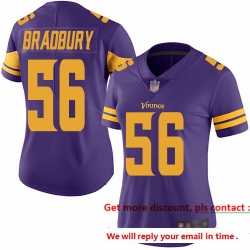 Vikings 56 Garrett Bradbury Purple Women Stitched Football Limited Rush Jersey