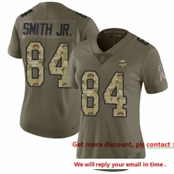 Vikings 84 Irv Smith Jr  Olive Camo Women Stitched Football Limited 2017 Salute to Service Jersey