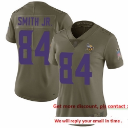 Vikings 84 Irv Smith Jr  Olive Women Stitched Football Limited 2017 Salute to Service Jersey