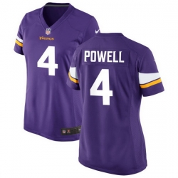 Women  Minnesota Vikings 4 Brandon  Powell Purple Vapor Untouchable Stitched Jersey