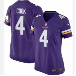 Women Minnesota Vikings 4 Dalvin Cook Purple Vapor Untouchable Stitched Jersey