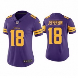 Women Minnesota Vikings Justin Jefferson #8 Rush Color Stitched NFL Jersey