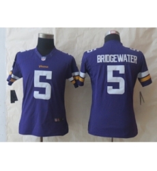 Women New Nike Minnesota Vikings #5 Bridgewater Purple Jerseys