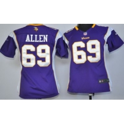 Women Nike Minnesota Vikings 69# Jared Allen Purple Nike NFL Jerseys