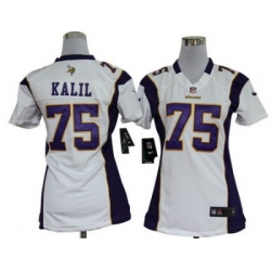 Women Nike Minnesota Vikings 75# Matt Kalil White Jersey