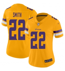 Women Vikings 22 Harrison Smith Gold Stitched Football Limited Inverted Legend Jersey