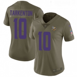 Womens Nike Minnesota Vikings 10 Fran Tarkenton Limited Olive 2017 Salute to Service NFL Jersey