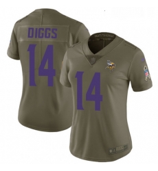 Womens Nike Minnesota Vikings 14 Stefon Diggs Limited Olive 2017 Salute to Service NFL Jersey