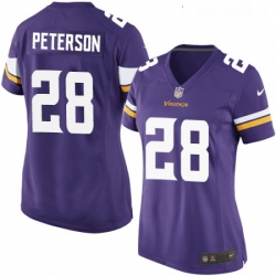 Womens Nike Minnesota Vikings 28 Adrian Peterson Game Purple Team Color NFL Jersey