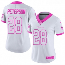 Womens Nike Minnesota Vikings 28 Adrian Peterson Limited WhitePink Rush Fashion NFL Jersey