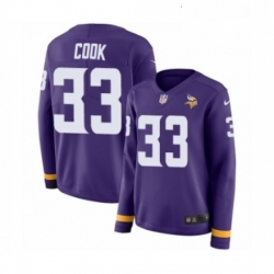 Womens Nike Minnesota Vikings 33 Dalvin Cook Limited Purple Therma Long Sleeve NFL Jersey
