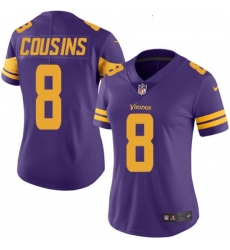 Womens Nike Minnesota Vikings 8 Kirk Cousins Limited Purple Rush Vapor Untouchable NFL Jersey