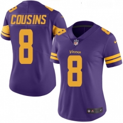 Womens Nike Minnesota Vikings 8 Kirk Cousins Limited Purple Rush Vapor Untouchable NFL Jersey
