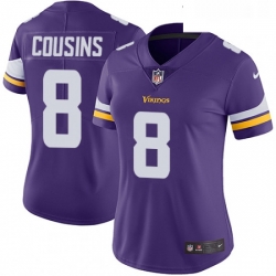 Womens Nike Minnesota Vikings 8 Kirk Cousins Purple Team Color Vapor Untouchable Limited Player NFL Jersey