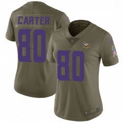 Womens Nike Minnesota Vikings 80 Cris Carter Limited Olive 2017 Salute to Service NFL Jersey