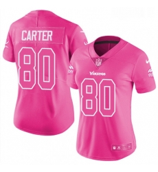 Womens Nike Minnesota Vikings 80 Cris Carter Limited Pink Rush Fashion NFL Jersey