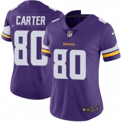 Womens Nike Minnesota Vikings 80 Cris Carter Purple Team Color Vapor Untouchable Limited Player NFL Jersey