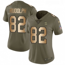 Womens Nike Minnesota Vikings 82 Kyle Rudolph Limited OliveGold 2017 Salute to Service NFL Jersey