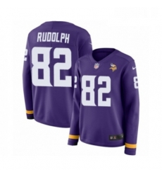 Womens Nike Minnesota Vikings 82 Kyle Rudolph Limited Purple Therma Long Sleeve NFL Jersey
