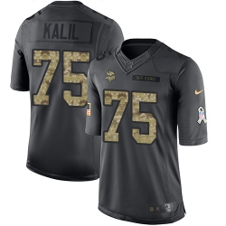 Nike Vikings #75 Matt Kalil Black Youth Stitched NFL Limited 2016 Salute To Service Jersey