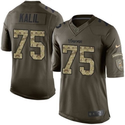 Nike Vikings #75 Matt Kalil Green Youth Stitched NFL Limited Salute to Service Jersey