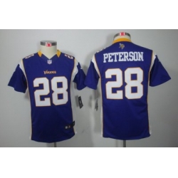 Nike Youth Minnesota Vikings #28 Peterson Purple Color[Youth Limited Jerseys]