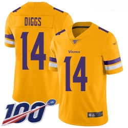 Vikings #14 Stefon Diggs Gold Youth Stitched Football Limited Inverted Legend 100th Season Jersey