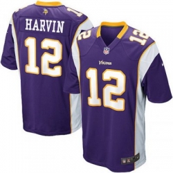 Youth Nike Minnesota Vikings 12# Percy Harvin Game Purple Color Jersey