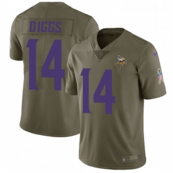 Youth Nike Minnesota Vikings 14 Stefon Diggs Limited Olive 2017 Salute to Service NFL Jersey