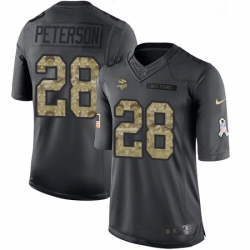 Youth Nike Minnesota Vikings 28 Adrian Peterson Limited Black 2016 Salute to Service NFL Jersey