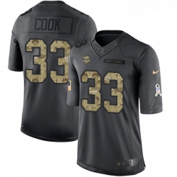 Youth Nike Minnesota Vikings 33 Dalvin Cook Limited Black 2016 Salute to Service NFL Jersey