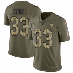 Youth Nike Minnesota Vikings 33 Dalvin Cook Limited OliveCamo 2017 Salute to Service NFL Jersey