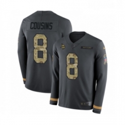 Youth Nike Minnesota Vikings 8 Kirk Cousins Limited Black Salute to Service Therma Long Sleeve NFL Jersey
