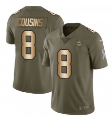 Youth Nike Minnesota Vikings 8 Kirk Cousins Limited Olive Gold 2017 Salute to Service NFL Jersey