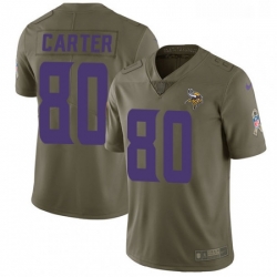 Youth Nike Minnesota Vikings 80 Cris Carter Limited Olive 2017 Salute to Service NFL Jersey