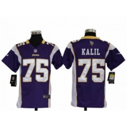 Youth Nike NFL Minnesota Vikings #75 Matt Kalil Purple Jerseys