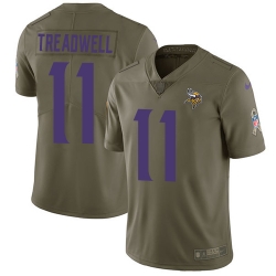 Youth Nike Vikings #11 Laquon Treadwell Olive Stitched NFL Limited 2017 Salute to Service Jersey