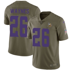 Youth Nike Vikings #26 Trae Waynes Olive Stitched NFL Limited 2017 Salute to Service Jersey