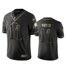 Eagles 11 Carson Wentz Black Men Stitched Football Limited Golden Edition Jersey