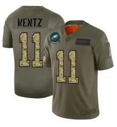 Eagles 11 Carson Wentz Olive Camo Men Stitched Football Limited 2019 Salute To Service Jersey