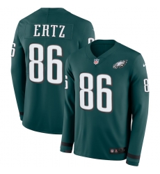 Men Eagles #86 Zach Ertz Midnight Green Team Color Men Stitched NFL Limited Therma Long Sleeve Jersey