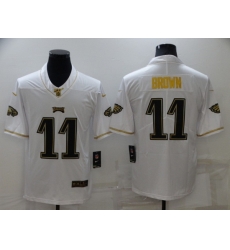 Men Philadelphia Eagles 11 A J Brown 100th Season Golden Edition Stitched jersey