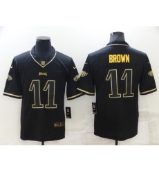 Men Philadelphia Eagles 11 A J Brown Black Gold Salute To Service Limited Stitched jersey