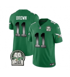 Men Philadelphia Eagles 11 A  J  Brown Green 2023 F U S E  Throwback Vapor Untouchable Limited Stitched Football Jersey