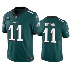 Men Philadelphia Eagles 11 A  J  Brown Green 2023 F U S E  With 1 Star C Patch Vapor Untouchable Limited Stitched Football Jersey
