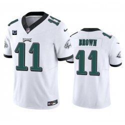 Men Philadelphia Eagles 11 A  J  Brown White 2023 F U S E  With 1 Star C Patch Vapor Untouchable Limited Stitched Football Jersey
