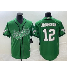 Men Philadelphia Eagles 12 Randall Cunningham Green Cool Base Stitched Baseball Jersey