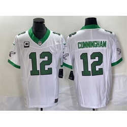 Men Philadelphia Eagles 12 Randall Cunningham White 2023 F U S E With C Patch Vapor Untouchable Stitched Football Jersey