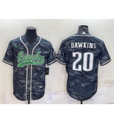 Men Philadelphia Eagles 20 Brian Dawkins Grey Camo With Patch Cool Base Stitched Baseball Jersey