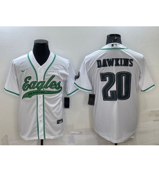 Men Philadelphia Eagles 20 Brian Dawkins White With Patch Cool Base Stitched Baseball Jersey